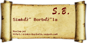 Simkó Borbála névjegykártya